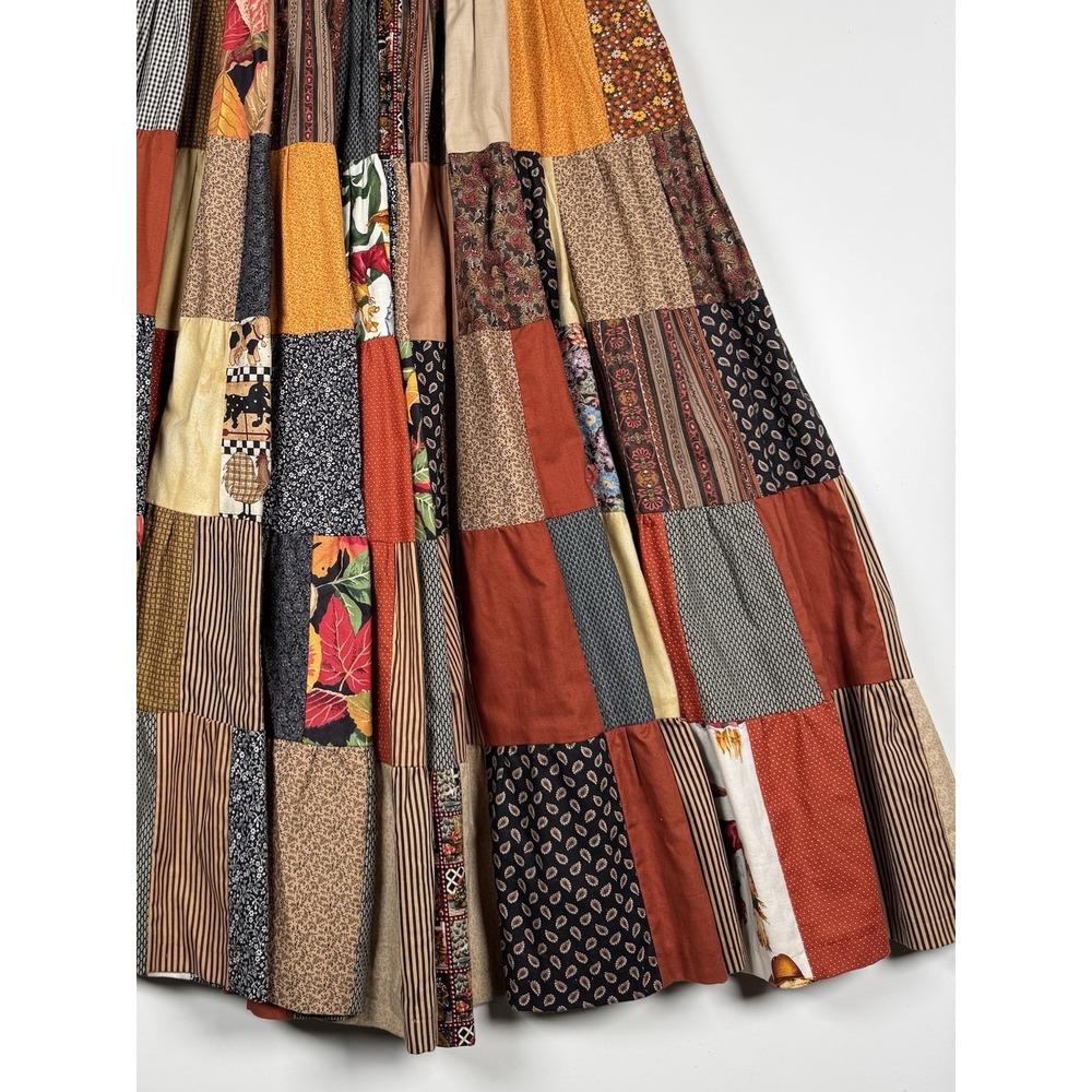 Vintage 80s Lo Jo Creations Patchwork Long Skirt Multi-Color BOHO - 27" Waist - Picture 3 of 13